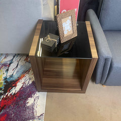 Langenthal Dark Walnut & Black Glass Top End Table - Ornate Home