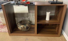 Langenthal Dark Walnut & Black Glass Top Sofa Table - Ornate Home