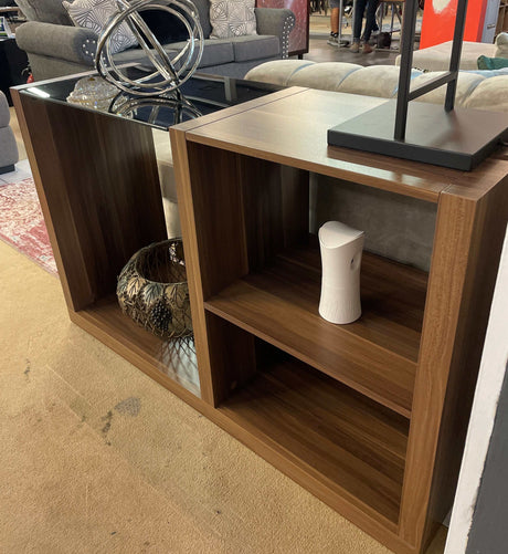 Langenthal Dark Walnut & Black Glass Top Sofa Table - Ornate Home