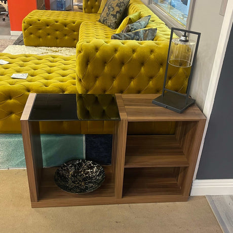 Langenthal Dark Walnut & Black Glass Top Sofa Table - Ornate Home