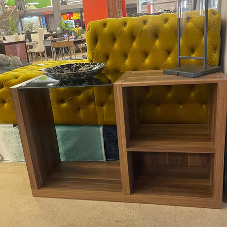 Langenthal Dark Walnut & Black Glass Top Sofa Table - Ornate Home