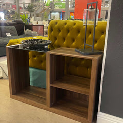 Langenthal Dark Walnut & Black Glass Top Sofa Table - Ornate Home