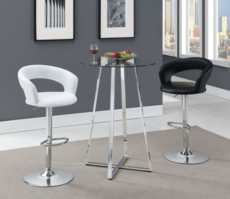Lani White & Chrome 29″ Adjustable Height Bar Stool - Ornate Home