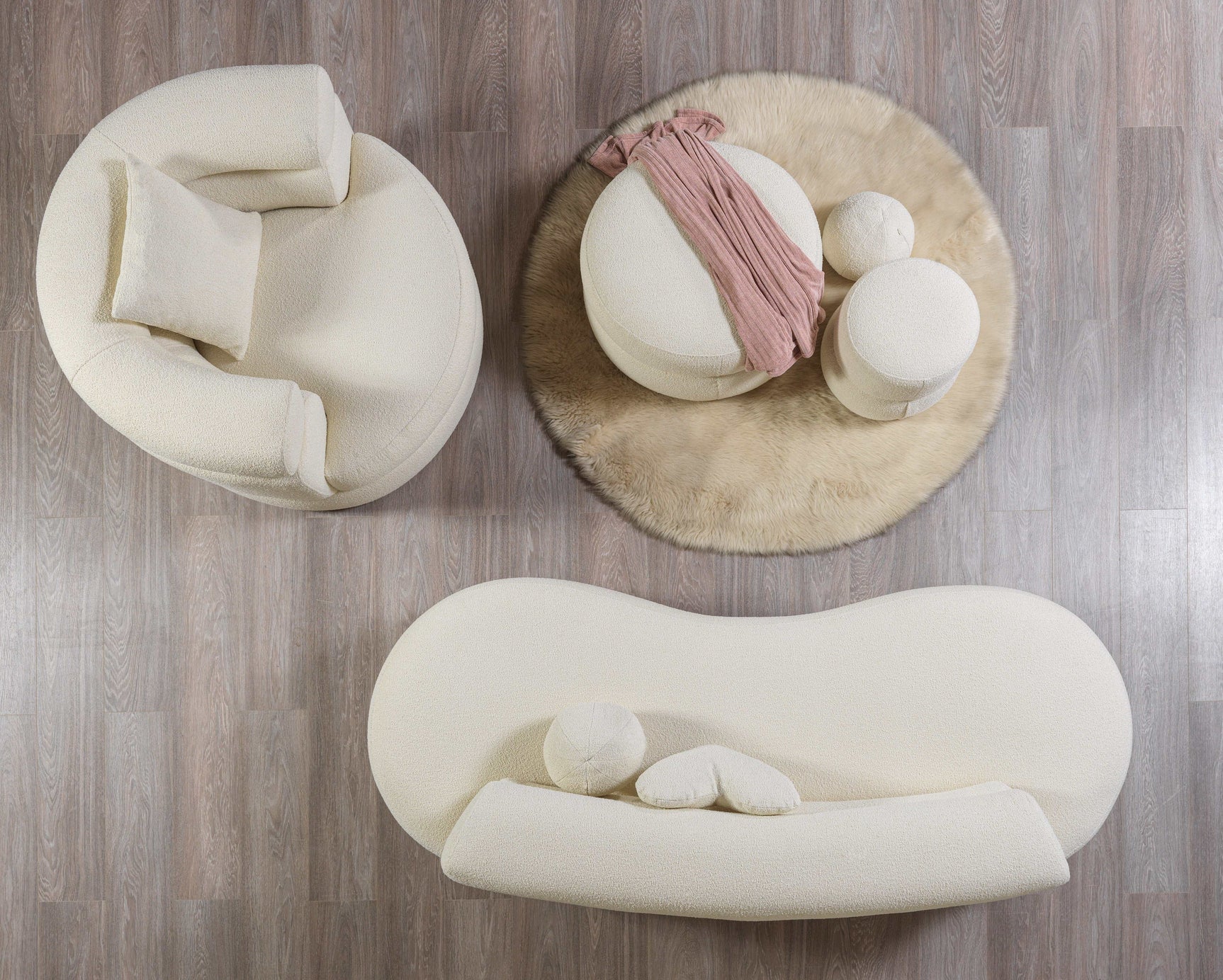 Larissa Ivory Boucle Loveseat - Ornate Home