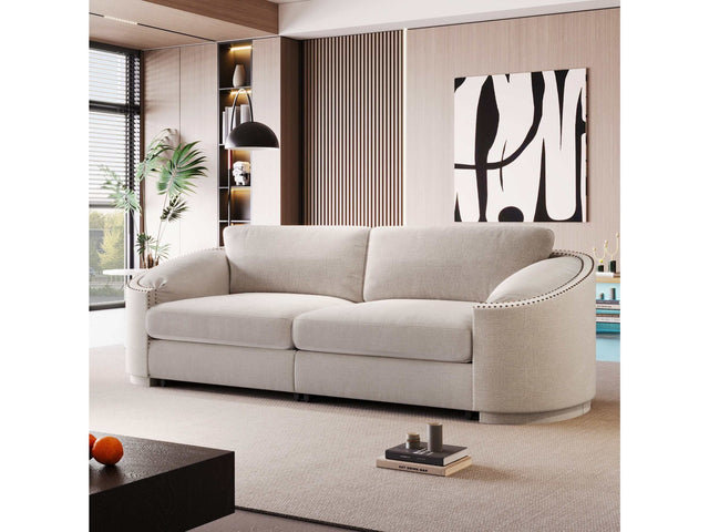 Lassen Semilunar Arm Sofa Beige - Ornate Home