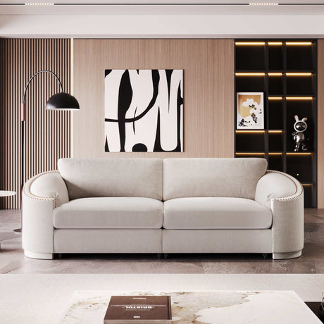 Lassen Semilunar Arm Sofa Beige - Ornate Home