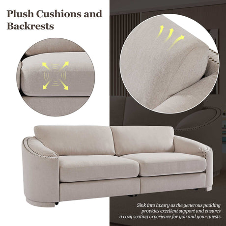 Lassen Semilunar Arm Sofa Beige - Ornate Home