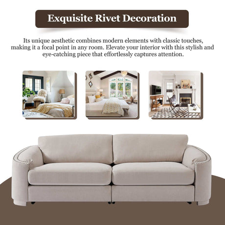 Lassen Semilunar Arm Sofa Beige - Ornate Home