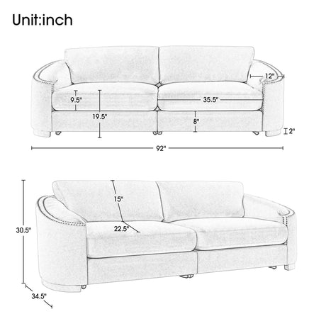 Lassen Semilunar Arm Sofa Beige - Ornate Home