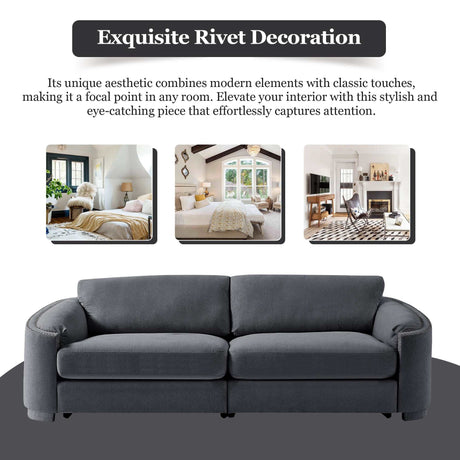 Lassen Semilunar Arm Sofa Dark Gray - Ornate Home