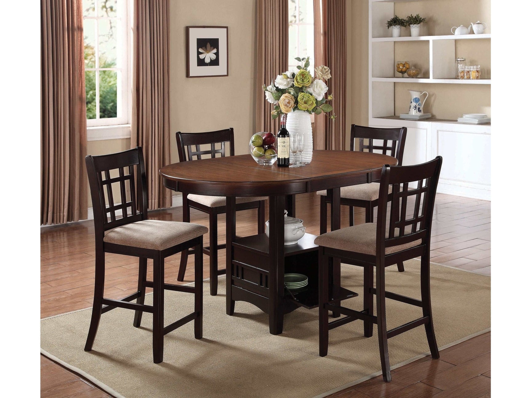 Lavon Light Chestnut / Espresso 5 Pc Counter Height Dining Set - Ornate Home