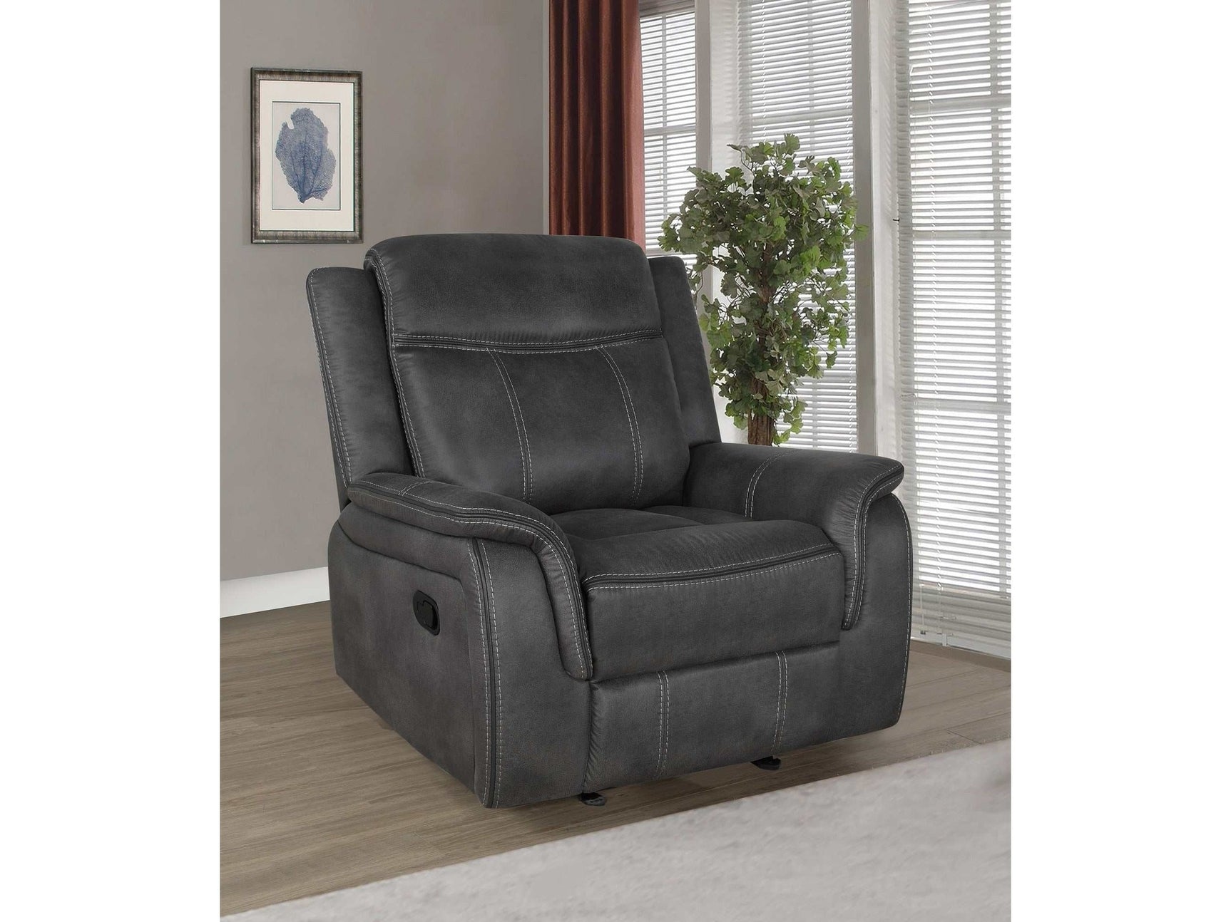 Lawrence Charcoal Glider Recliner - Ornate Home