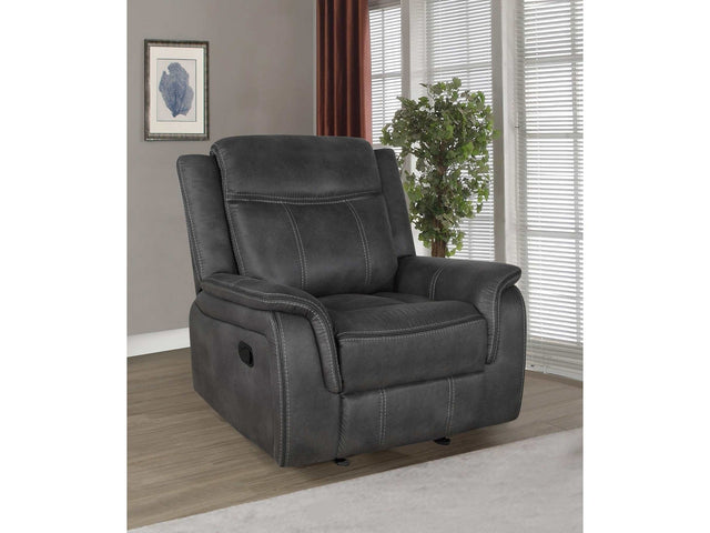 Lawrence Charcoal Glider Recliner - Ornate Home