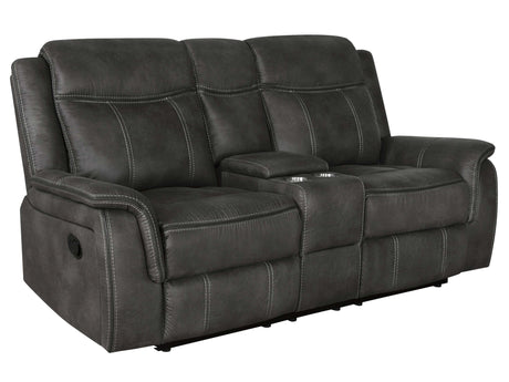 Lawrence Charcoal Motion Loveseat - Ornate Home