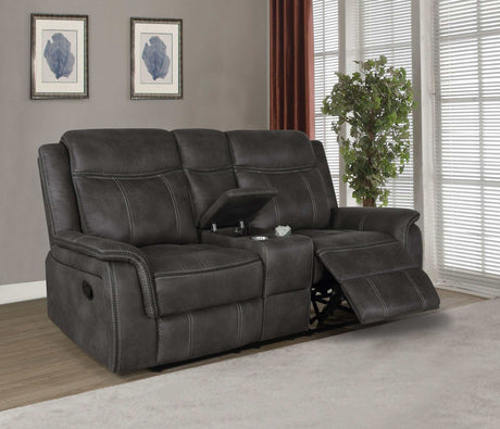 Lawrence Charcoal Motion Loveseat - Ornate Home