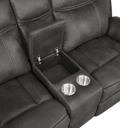 Lawrence Charcoal Motion Loveseat - Ornate Home