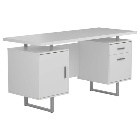 Lawtey High Gloss White / Silver Computer Desk - Ornate Home