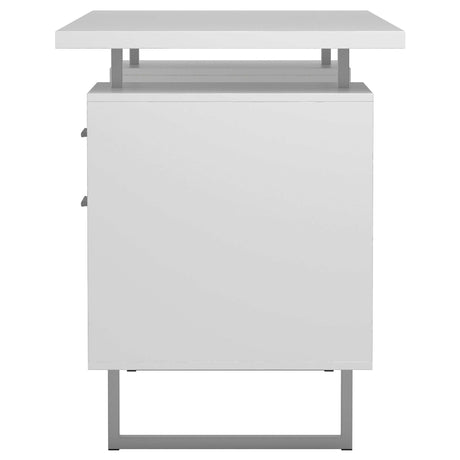 Lawtey High Gloss White / Silver Computer Desk - Ornate Home