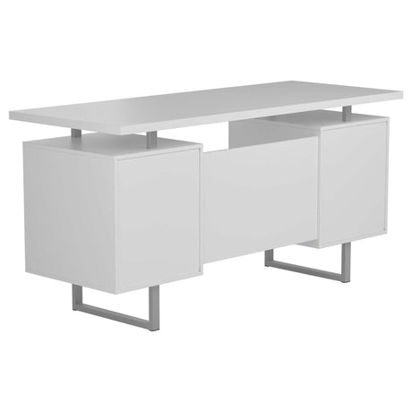 Lawtey High Gloss White / Silver Computer Desk - Ornate Home