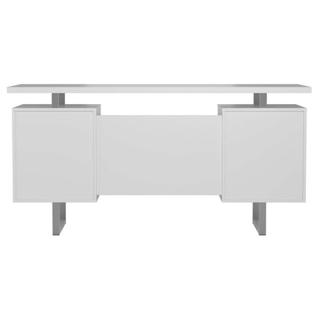 Lawtey High Gloss White / Silver Computer Desk - Ornate Home