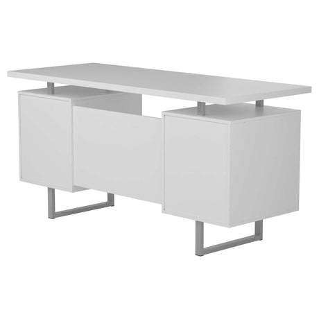 Lawtey High Gloss White / Silver Computer Desk - Ornate Home