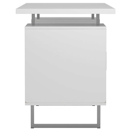 Lawtey High Gloss White / Silver Computer Desk - Ornate Home