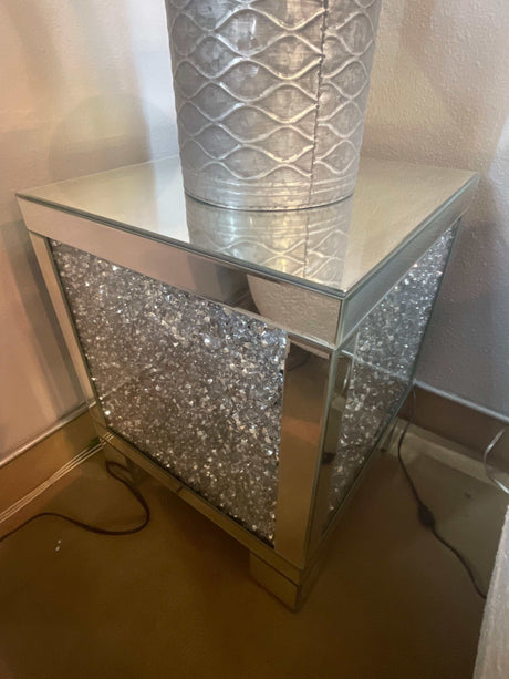 Layton Silver & Clear Mirror Square End Table - Ornate Home