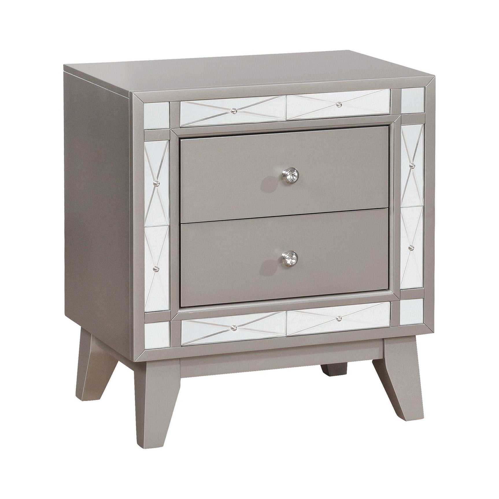 Leighton Metallic Mercury Nightstand - Ornate Home