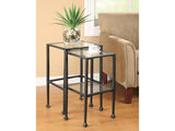 Leilani Black 2pc Glass Top Nesting Tables - Ornate Home