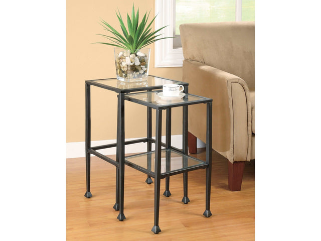 Leilani Black 2pc Glass Top Nesting Tables - Ornate Home