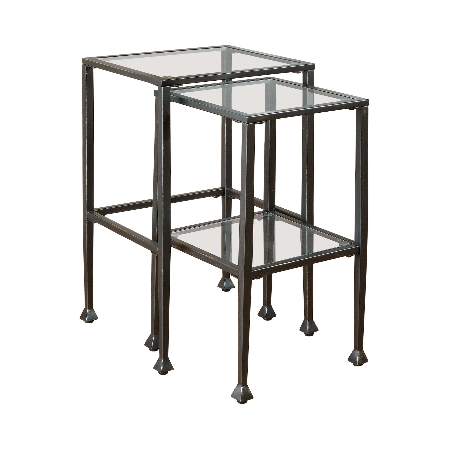 Leilani Black 2pc Glass Top Nesting Tables - Ornate Home