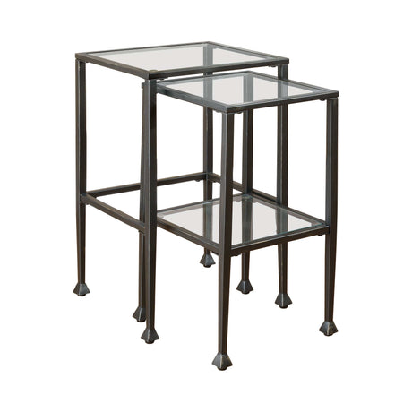 Leilani Black 2pc Glass Top Nesting Tables - Ornate Home