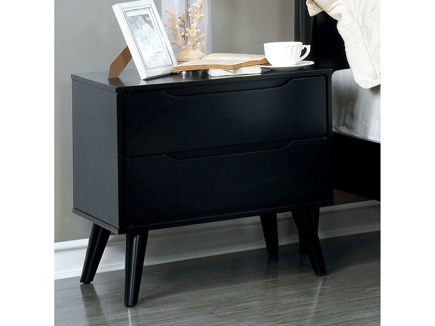 Lennart Black Nightstand - Ornate Home