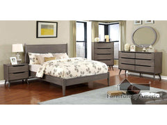 Lennart Gray 5 Pc. Queen Bedroom Set w/ 2NS & Oval Mirror - Ornate Home
