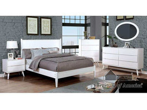 Lennart White 5 Pc. Queen Bedroom Set w/ Oval Mirror & Chest - Ornate Home