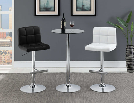Lenny Chrome & Black Adjustable Height Bar Stools (Set of 2) - Ornate Home
