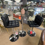 Lenny Chrome & Black Adjustable Height Bar Stools (Set of 2) - Ornate Home