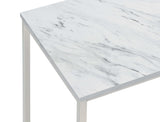 Leona Faux White Marble / Satin Nickel End Table - Ornate Home
