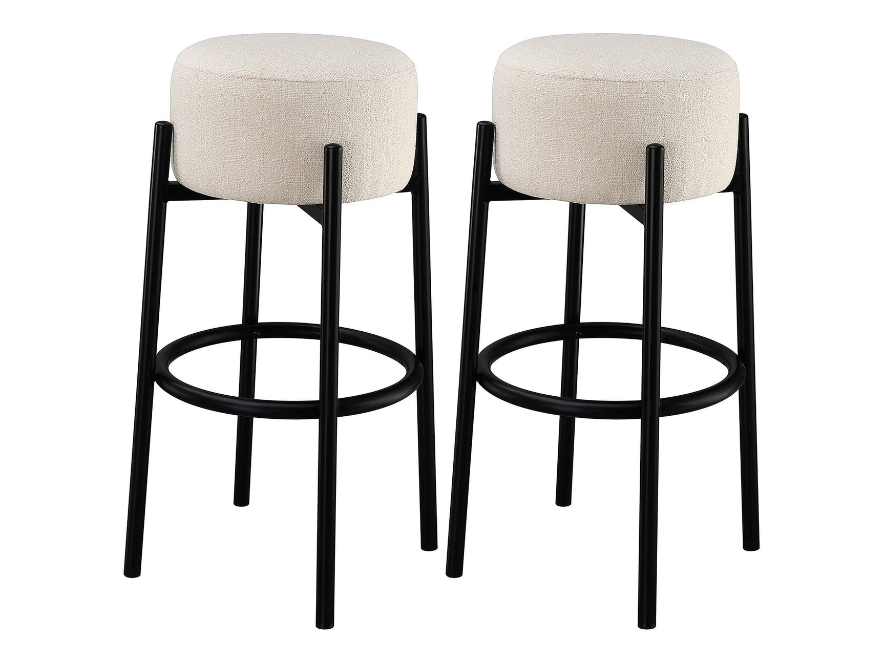Leonard White / Black Bar Stool (Set of 2) - Ornate Home