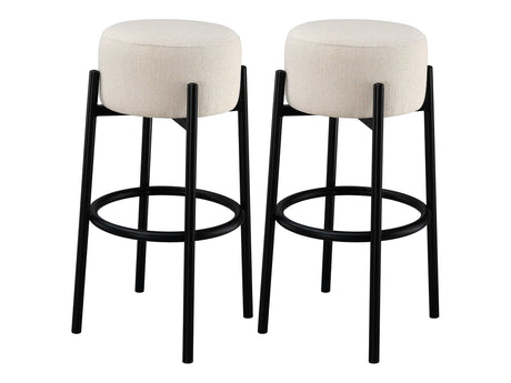 Leonard White / Black Bar Stool (Set of 2) - Ornate Home
