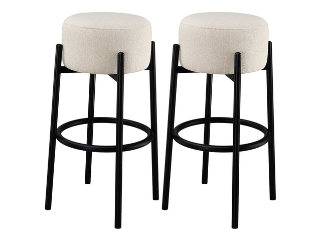 Leonard White / Black Bar Stool (Set of 2) - Ornate Home