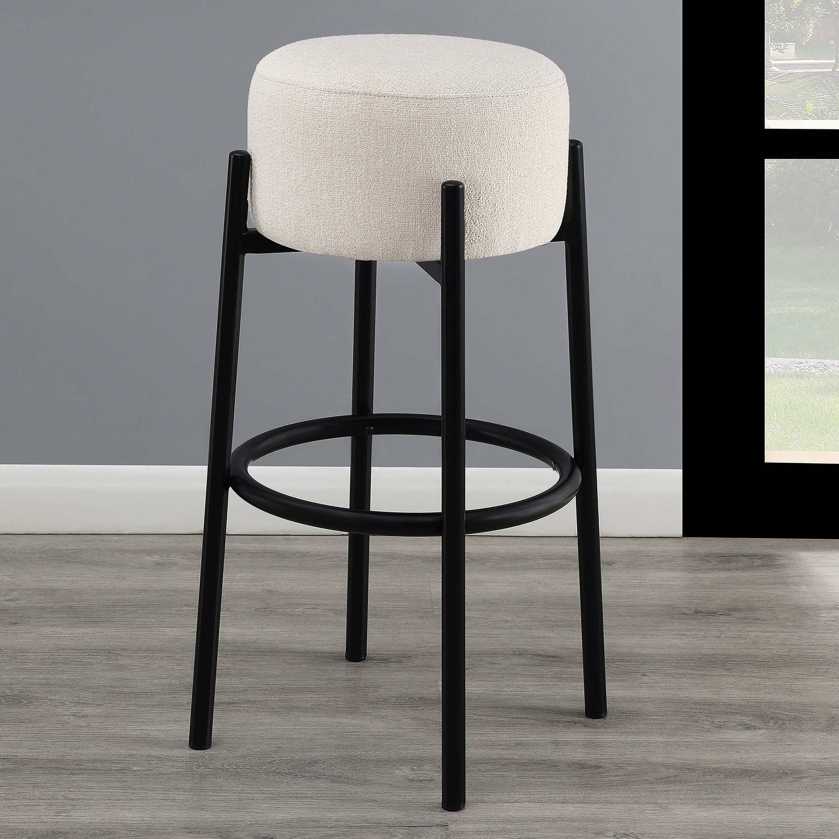 Leonard White / Black Bar Stool (Set of 2) - Ornate Home