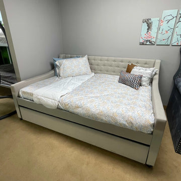 Lianna Fog Fabric Uph. Full Daybed w/Twin Trundle - Ornate Home