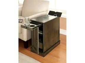 Lilith Gray Side Table w/ USB - Ornate Home