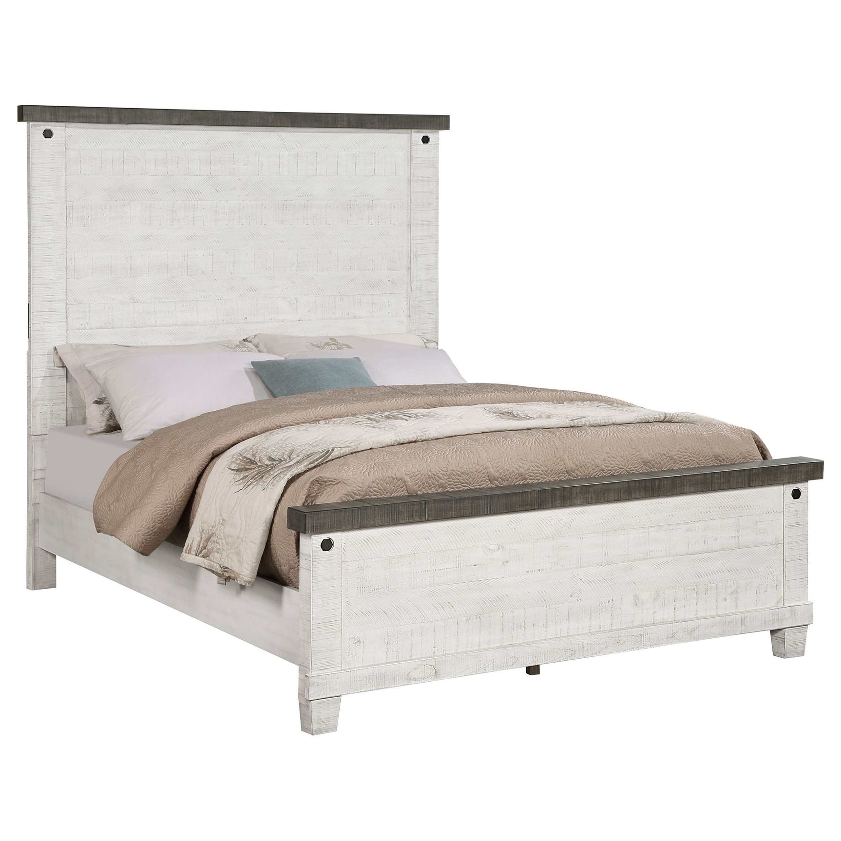 Lilith Grey / Distress White Queen Bed - Ornate Home