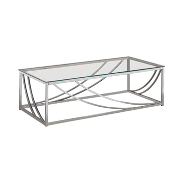 Lille Chrome Glass Top Rectangular Coffee Table - Ornate Home