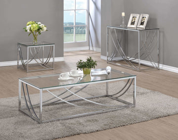 Lille Chrome Glass Top Rectangular Coffee Table - Ornate Home