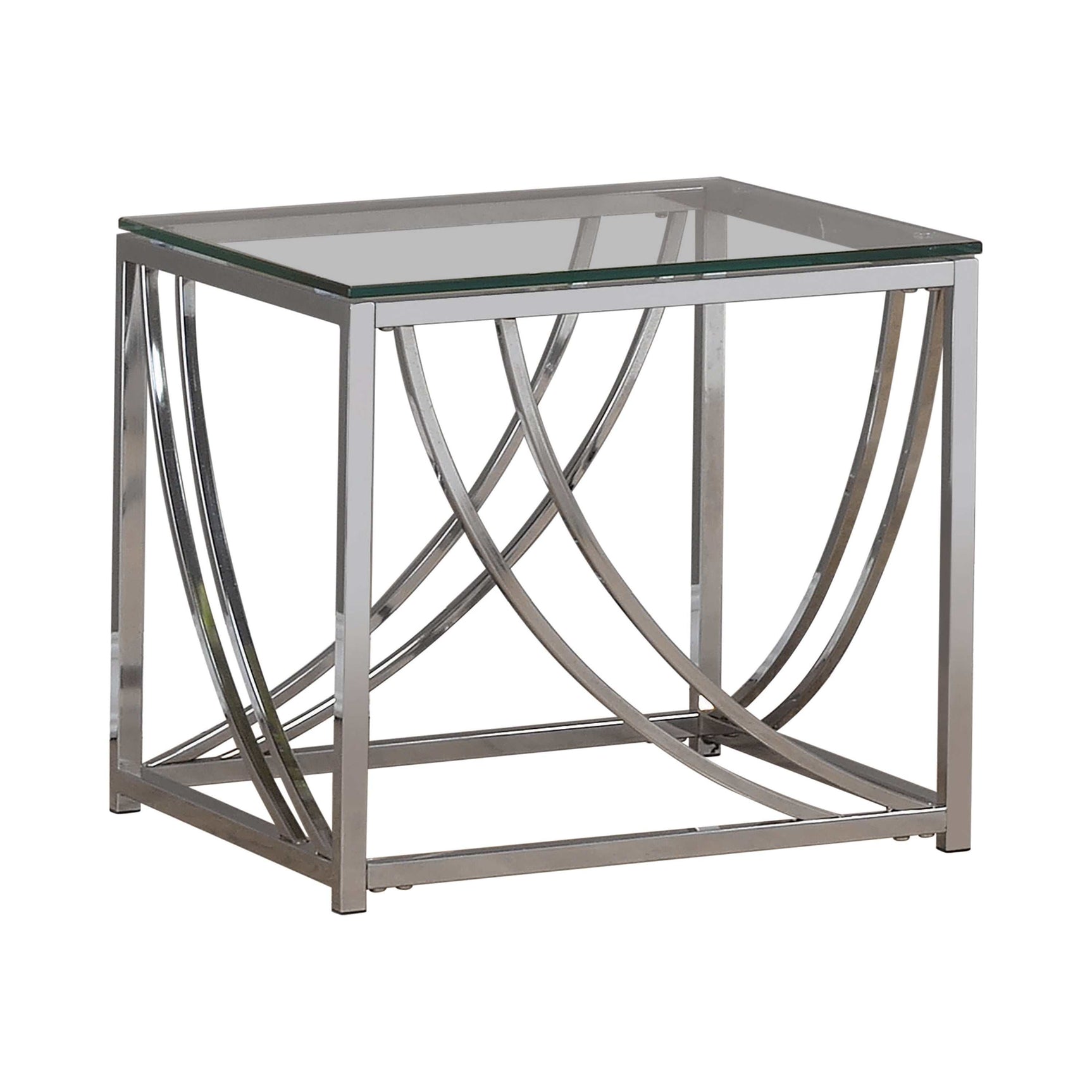 Lille Chrome Glass Top Square End Table - Ornate Home
