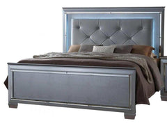 Lillian Silver LED Queen Panel Bed - Ornate Home
