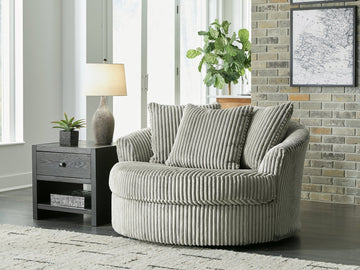 Lindyn Fog Oversized Swivel Accent Chair - Ornate Home